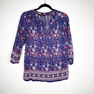 Ava Christine Long Sleeve‎ Floral Blouse Sz S